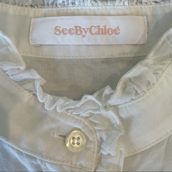 See by Chloe Off White Ruffled Button Down Shirt - Picture 5 of 10